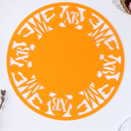 HB napkin "hares", for serving, orange color, felt, 28 cm x 28 cm-1