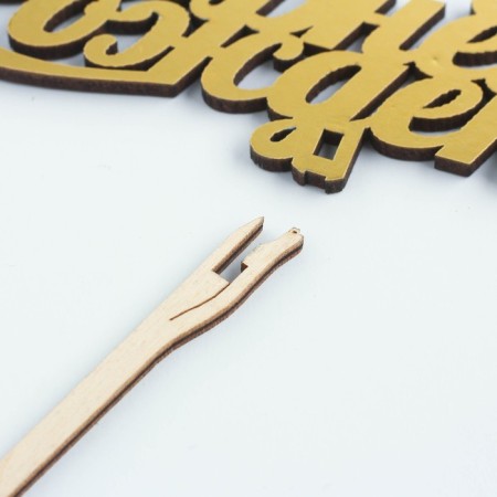 Topper wooden "Happy Birthday" Golden Datim beautifully 14.3x5 cm-4