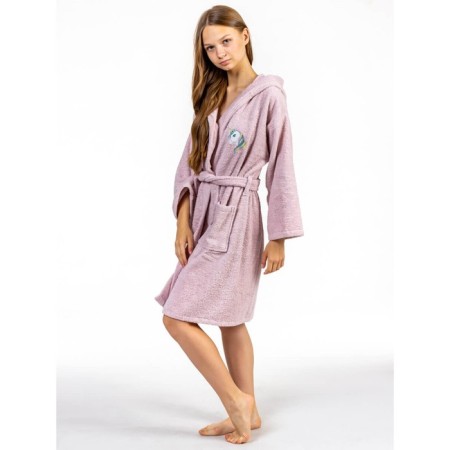 Terry robe for a girl, height 134-140 cm, lilac color-6