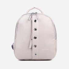 A backpack with a zipper, 4 outer pockets, the color of beige-gray