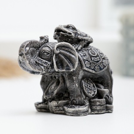 Figure "Elephant on Money" under stone, 7.5x4.5x6cm-2