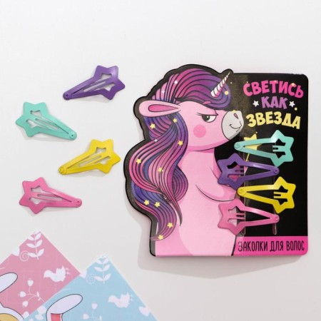 Hair clips “Smack like a star”, 4 pcs, 11.8 x 11.6 cm-3