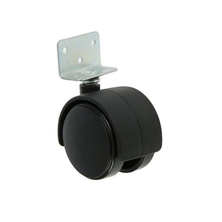 Furniture wheel, d = 50 mm, g-shaped, with mount, without brake, black plastic