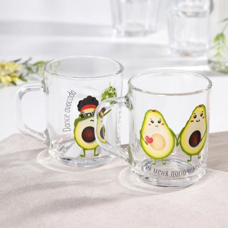 A set of mugs "Avocado", 200 ml, 2 pcs, mix, in gift packaging