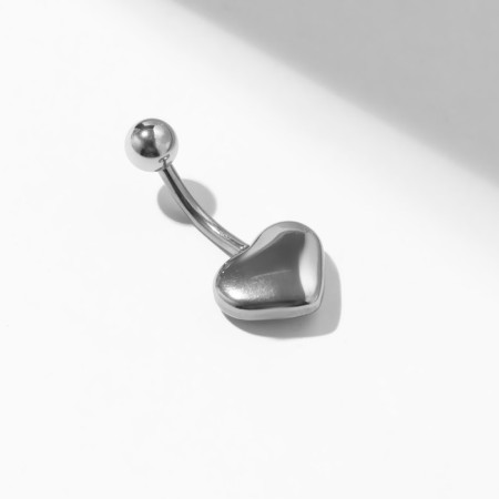 Piercing in the navel "Heart", rod l = 1 cm, color silver