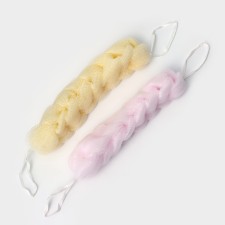 A set of body washcloths Cupellia spa: 2 braids of 70 grams, beige and pink colors