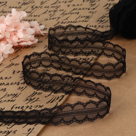 Capricon lace, 25 mm × 10 ± 1 m, black color