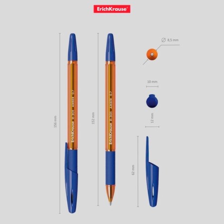 Ballpoint handle Erichkrause R-301 Amber Stick & Grip, Node 0.7 mm, blue ink, rubber emphasis, LECTION Line 1000 meters-3