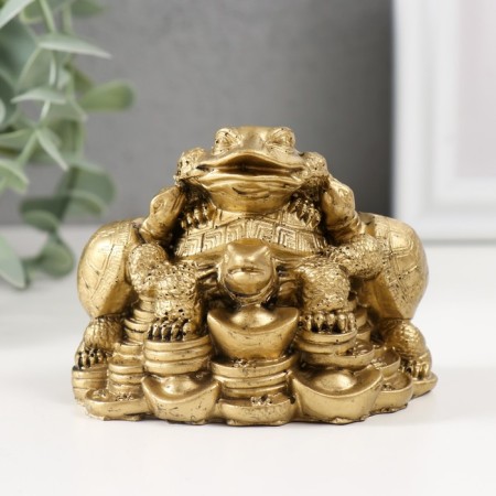 NECK Polystone Bronze "Turtles with toad" 7x9x6.5 cm