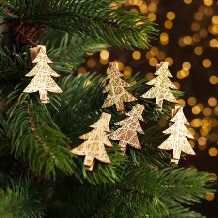 A set of decorative clothespins with a “Christmas tree” backlight 12 × 8 cm, set 6 pcs.