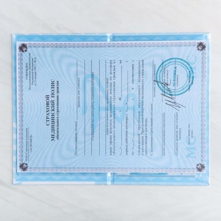 Folder for the Medical policy "Bear" for a boy, 17.5 x 11.3 cm-2