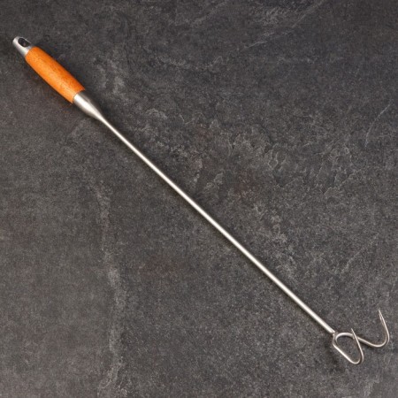 Hook for meat is universal double, 62cm, with a wooden handle-1