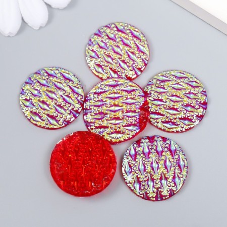 Decor for creativity Plastic "Rain" Holography Red set 6 pcs 2.5x2.5 cm-2