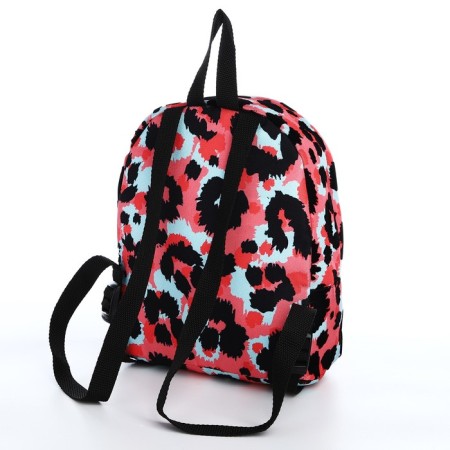 Backpack from textiles on lightning, Erich Krause, 1 pocket, pink/leopard color-3