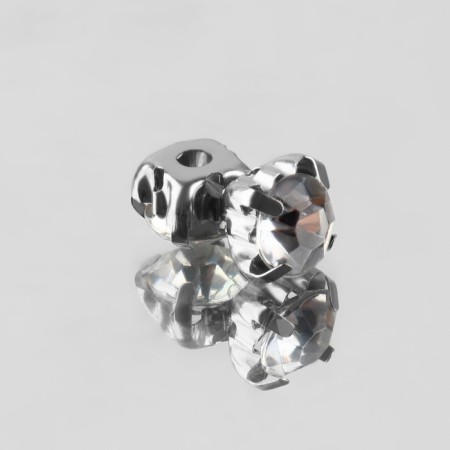 Rhinestones are sewing "circle", in the frame, d = 6 mm, 100 pcs, white color-3