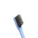 The toothbrush is soft, in the tube, blue