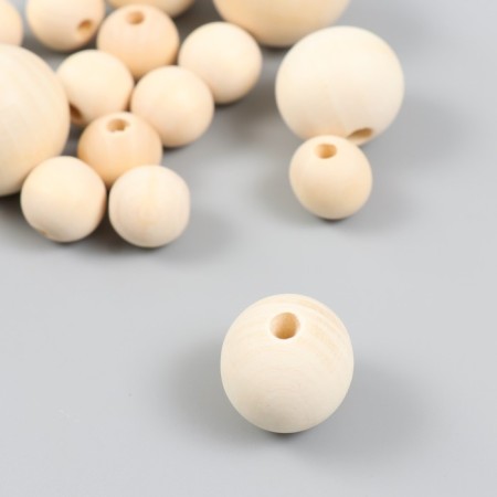 A set of wooden unpainted beads MIX-3 (15.20.25 mm) 15 pcs-1