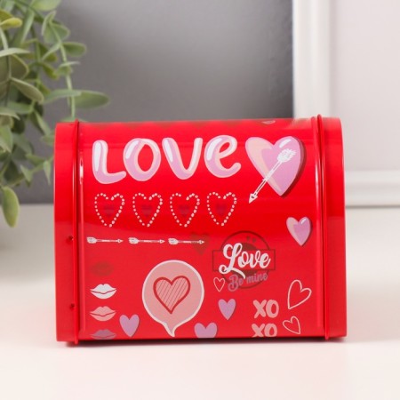 Casket metal mailbox "Love" red 13.3x8x9.5 cm-4