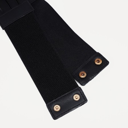 Women's belt, width 11 cm, elastic band, on buttons, black color-1