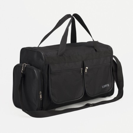 Road bag with lightning, 4 outer pockets, long belt, black color