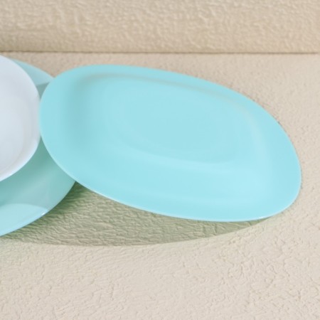 Dining Luminarc Carine Light, glass ceramic, 19 objects, white and turquoise color-5