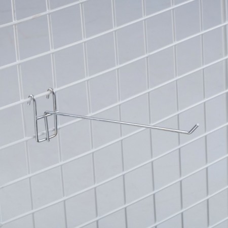 The hook on the grid is single, the color is chrome, d = 6 mm, l = 15 cm-1