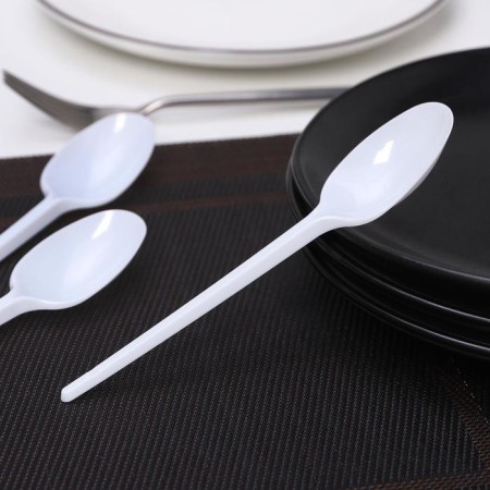 Set of white plastic disposable spoons, 16.5 cm, 12 pcs