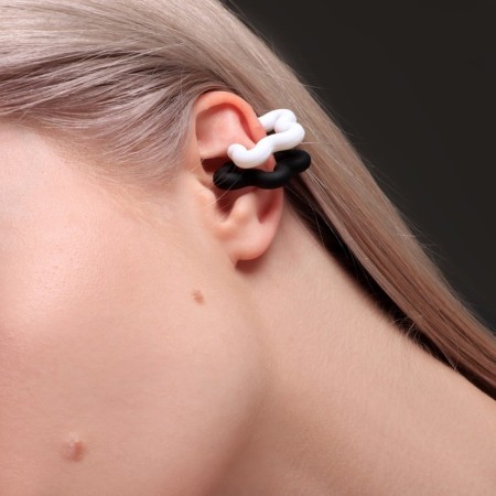 Earrings "Kaffa" set 2 pcs, flower, black and white color-1