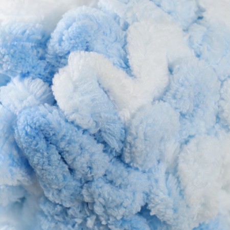 Yarn "Puffy Color" 100 % micropoliester 9m/100g (5865 blue and white)-2