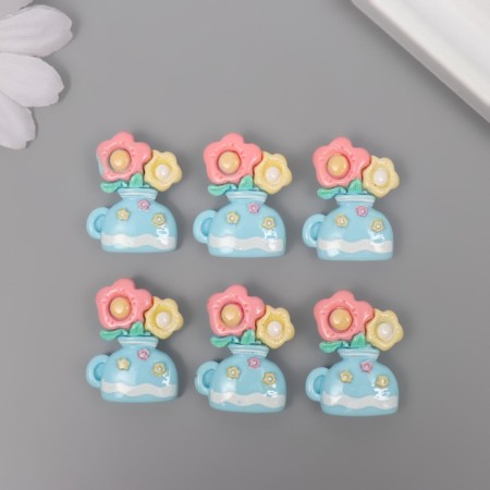 Decor for creativity plastic "Vase with flowers" set 6 Sh 2.5x2x0.8 cm-2