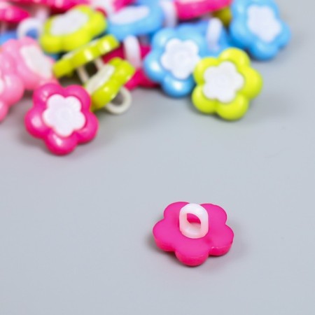A set of buttons of decorative plastic "Flower with an insert" set 30 pcs 1.4x1.4 cm mix-2