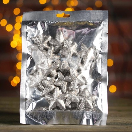 Figure for crafts and decor "Star", set of 15 pcs., Size 1 pc. 3.5 × 3.5 × 2 cm, silver color-1
