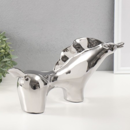 Souvenir ceramics "Purposeful horse" silver 7x39.5x17 cm-1