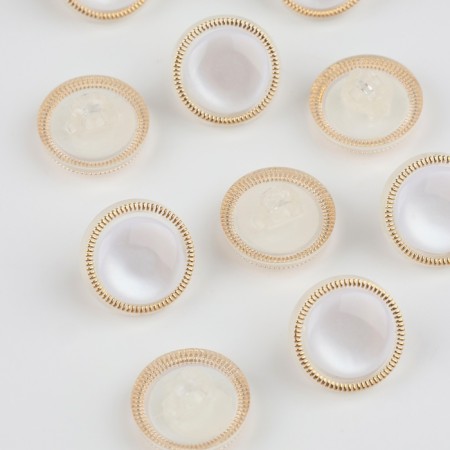 A set of buttons on the leg, d = 15 mm, 10 pcs, white/gold color