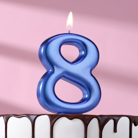 Candle for the Cake "European Giant", number 8, 7 cm, blue metallic