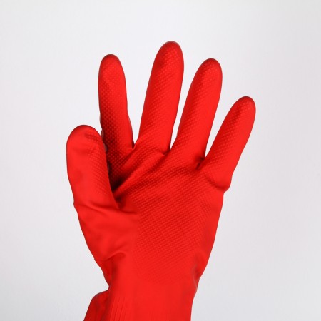 Rubber domestic gloves with a shade of the share, size l, 85 gr, red color-1