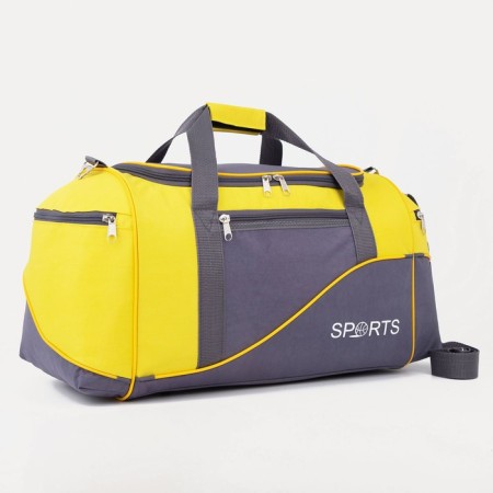 Sports bag with a lightning lining, 3 outer pockets, color gray/yellow