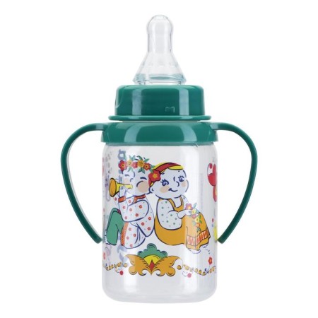 A bottle for feeding with handles and silicone bowl of milk, 125 ml, mix-4