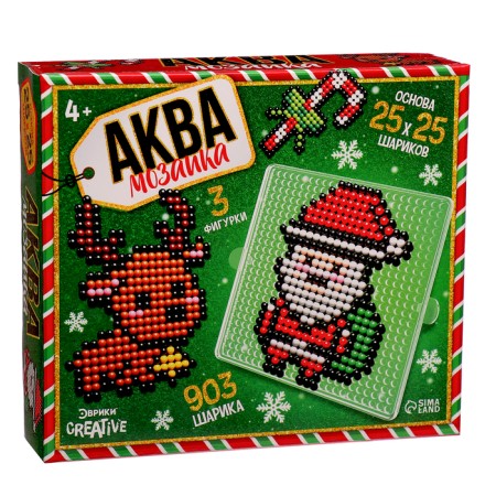 Aquamosaic "Santa Claus: Olenenok and Candy", 3 figures, 903 balls-6