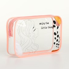 PVC silhouette cosmetic bag, 20*5*12, lightning department, peach