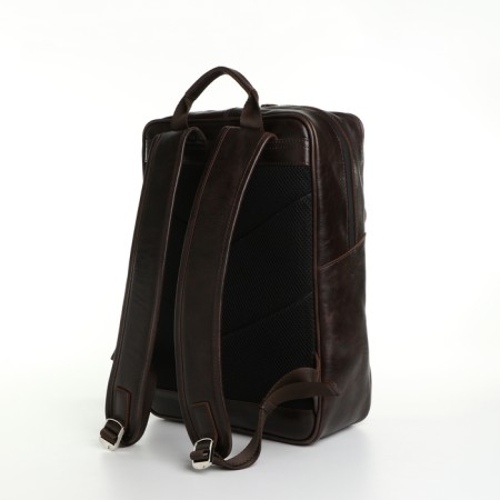 City backpack made of genuine leather with lightning, igermann, brown color-1