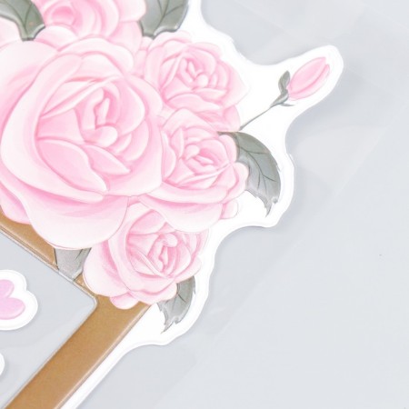 Sticker for the switch "Roses and butterflies" window 8.5x8.5 cm, voluminous 26x16.5 cm-1