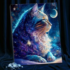Picture on numbers with crystal crystals, 40 × 50 cm »Space cat» 22 colors