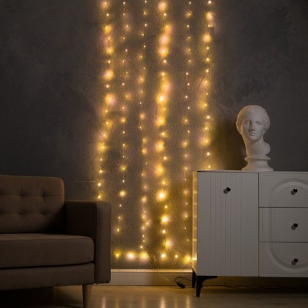 Girland "Star Sky" 1 × 5 m dew, IP44, UMS, silver thread, 300 LED, glow warm white-2