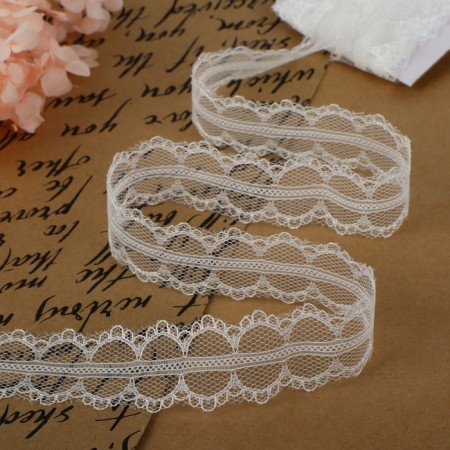 Capricon lace, 30 mm × 10 ± 1 m, white color