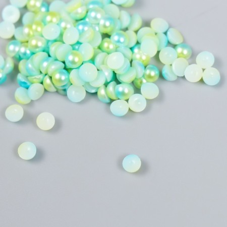 Decor "Semiobusins ​​and rhinestones. Green-blue gradient" D = 4 mm 10g 200 pcs 5x2.5 cm mix-3
