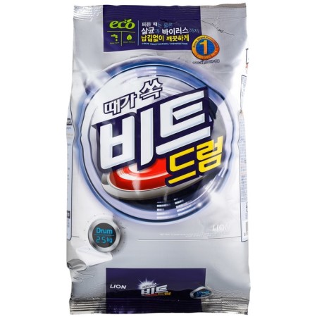 CJ Lion BEAT DRUM Washing Powder with Palm Extract, Automatic, Doy-Pak, 2.5 kg