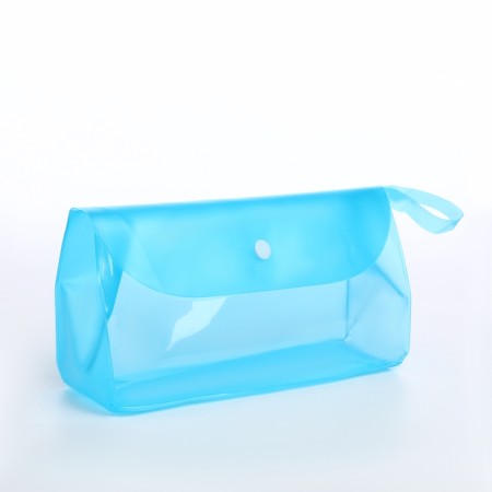 Cosmetic bag on the button, the color is blue