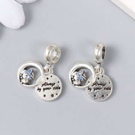 Bale with a pendant Metal for creativity "Oblushka with a hook" silver, rhinestones 1x2 cm-2