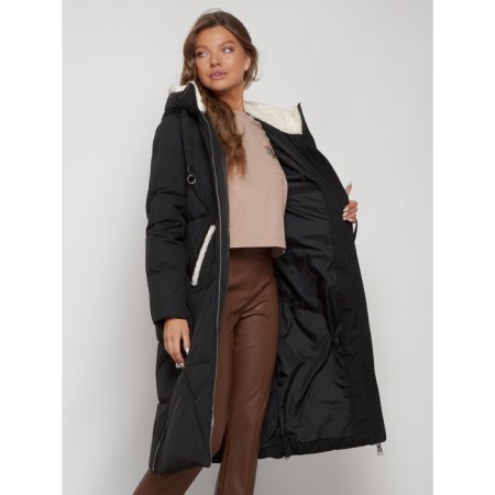 Coat insulated winter female, size 50, black color-21
